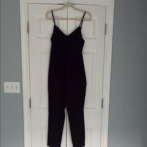 Hatch Black MaternityJumpsuit with V-Neckline